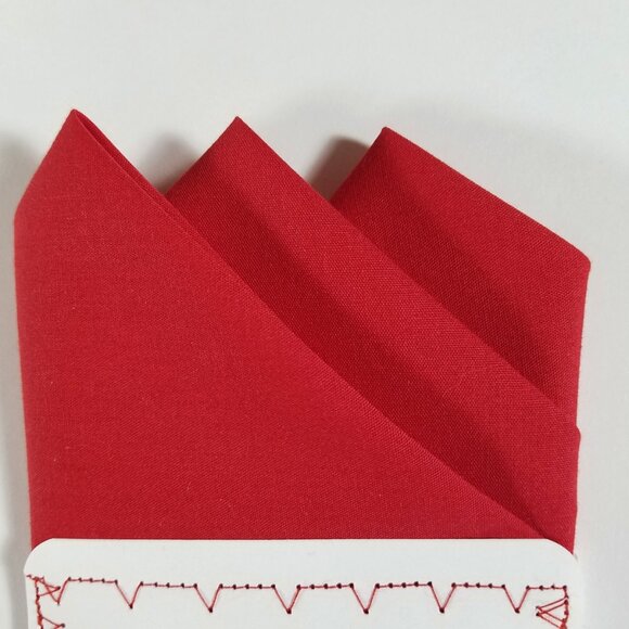 NEW Red 100% Cotton Pre-Folded Pocket Square Handkerchief Insert - Picture 5 of 8